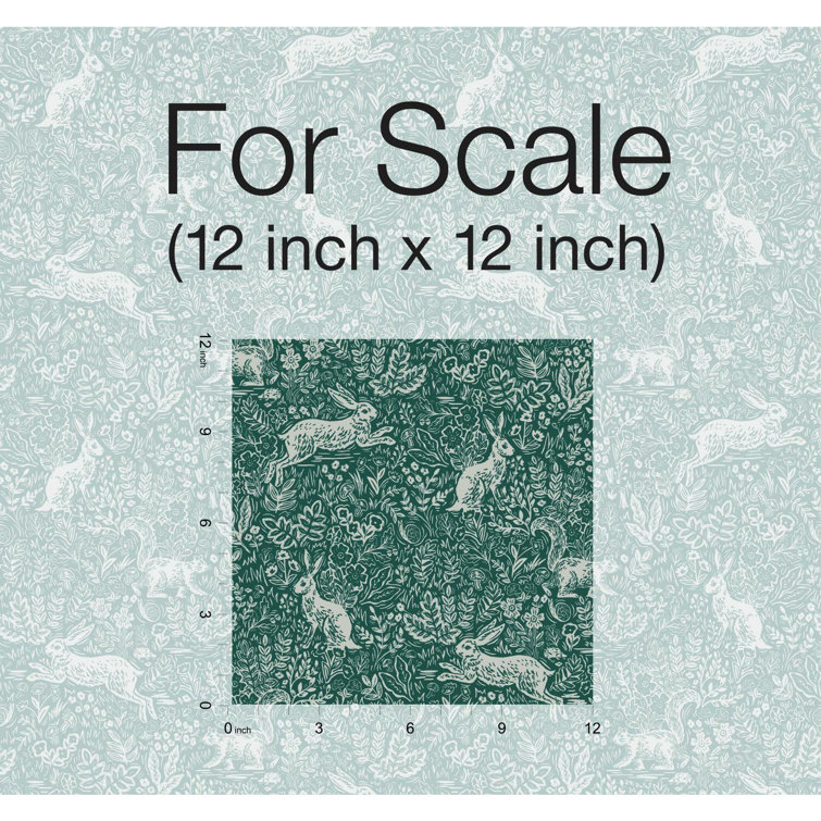 Fable Forest 27' x 27" Black and Dark Green Illustrated Wallpaper