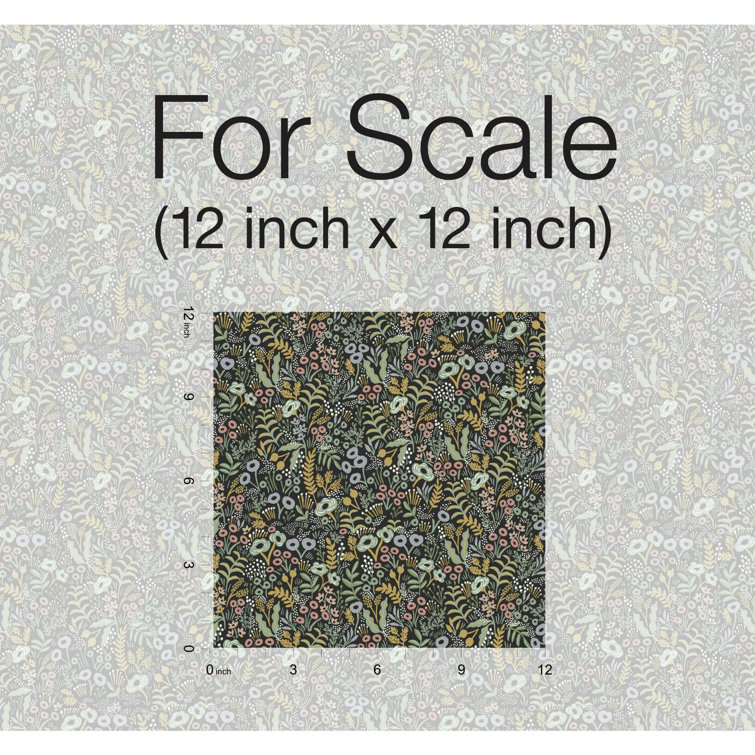Meadow Blooms 27' x 27" Black Floral Nonwoven Wallpaper