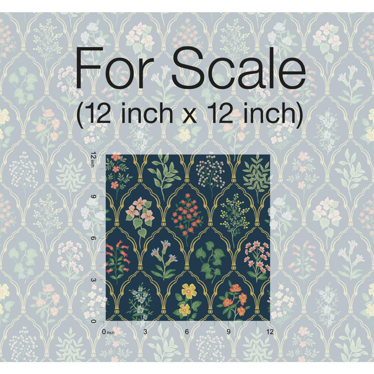 Black Floral Botanical Grid Removable Wallpaper