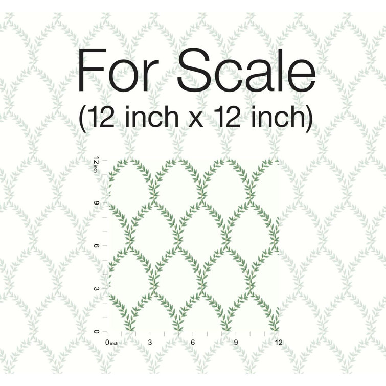 Laurel Leaf Arc 27' x 27" Removable Wallpaper Roll in Green/White