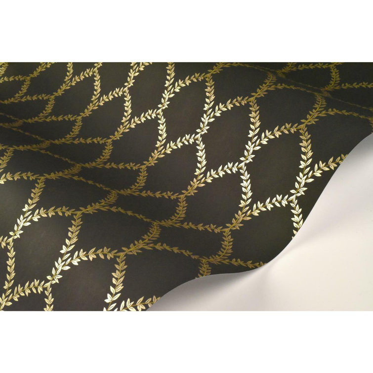 Gold and Black Non-Woven Washable Wallpaper Roll