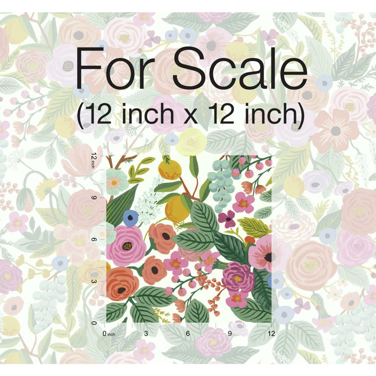 Garden Party Coral Orange Floral & Fruit Wallpaper Roll 27'x27"