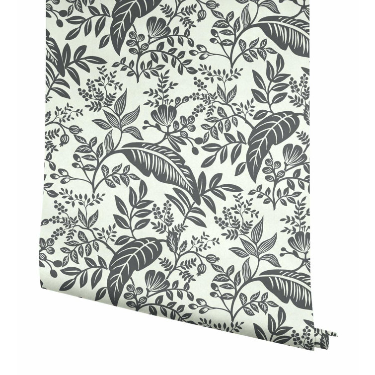 Canopy Black & White Tropical Leaves Removable Wallpaper Roll