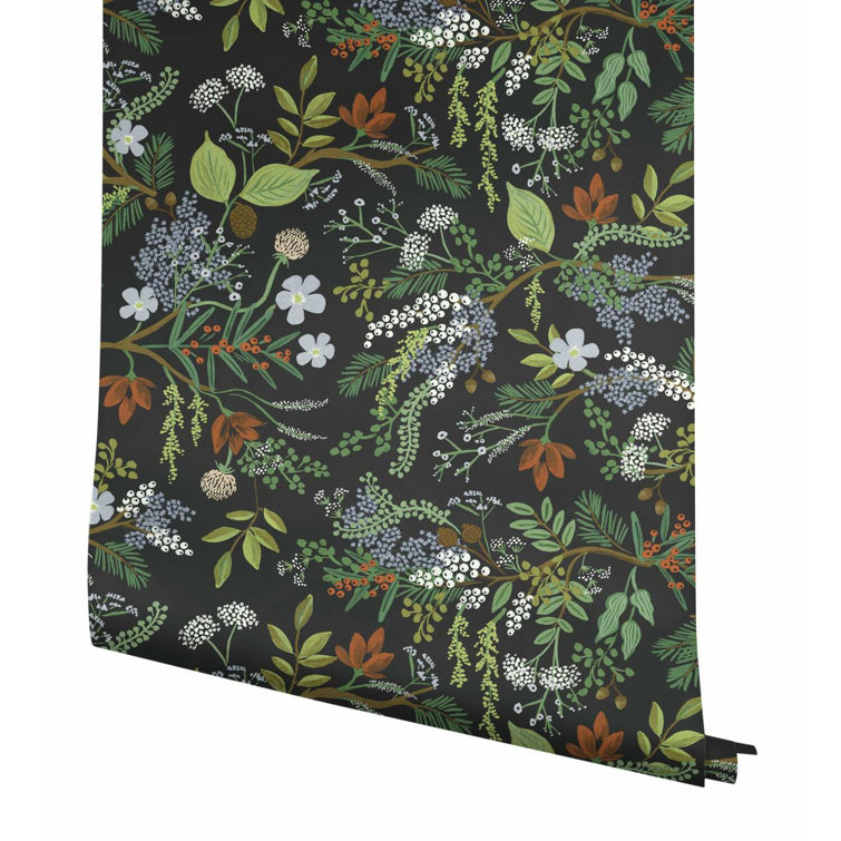 Juniper Forest Black Botanical Peel and Stick Wallpaper