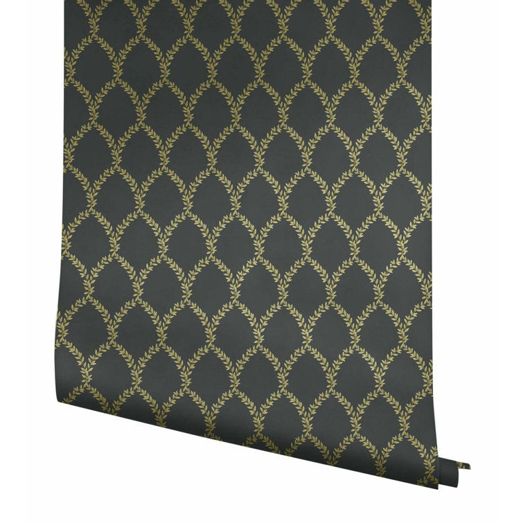Gold and Black Non-Woven Washable Wallpaper Roll