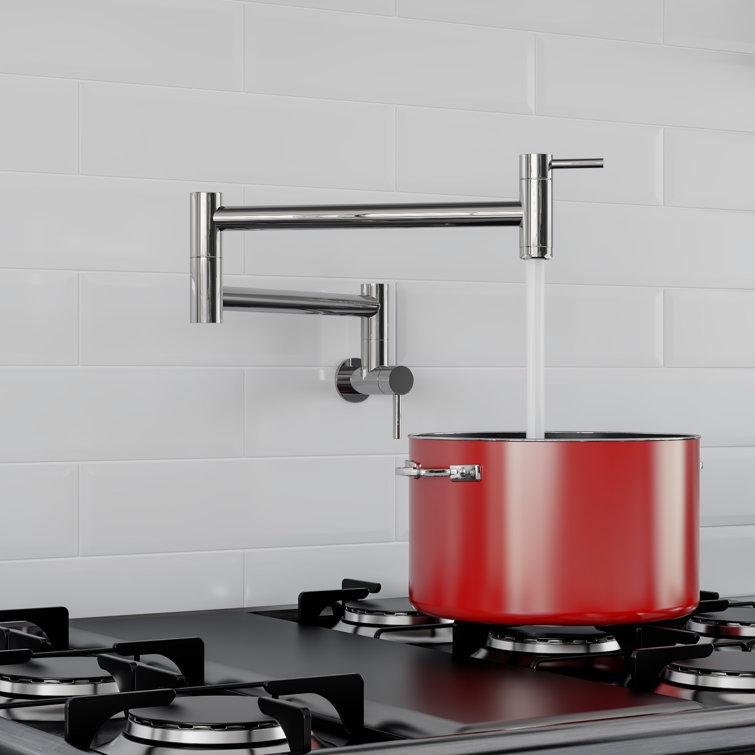 Polished Stainless Steel Wall Mount Pot Filler Faucet