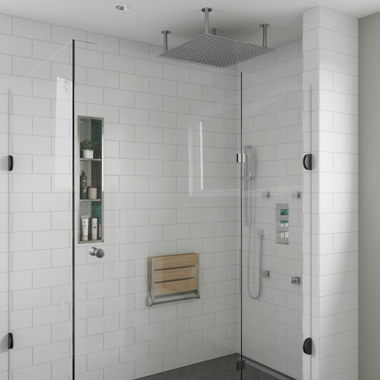 Polished Stainless Steel Vertical Triple Shelf Shower Niche