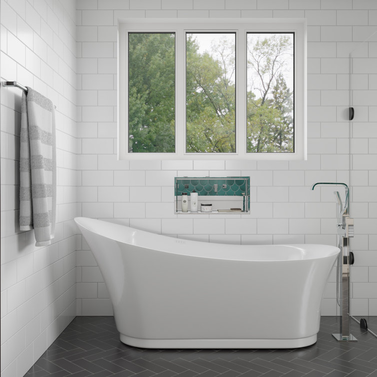 69'' White Acrylic Freestanding Air Bubble Bathtub