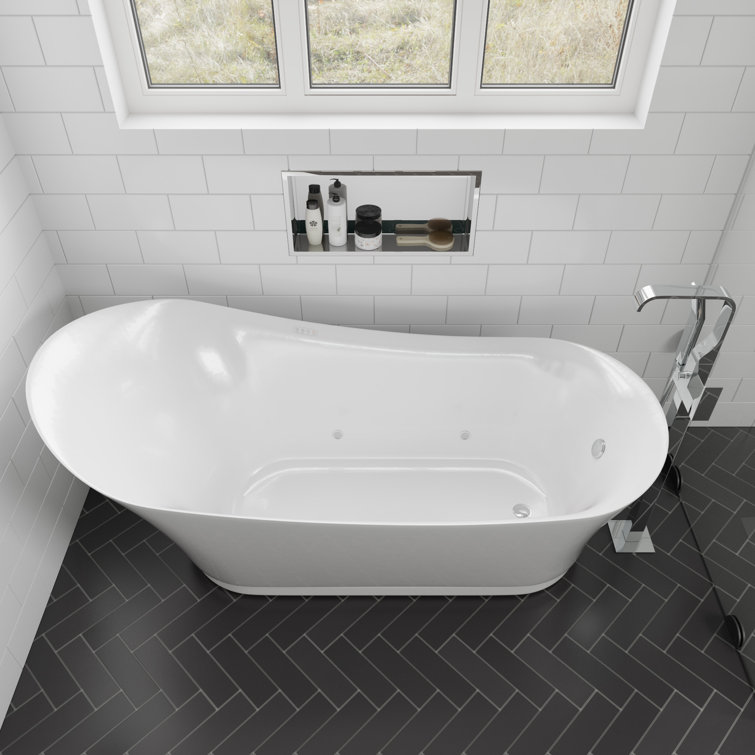 69'' White Acrylic Freestanding Air Bubble Bathtub