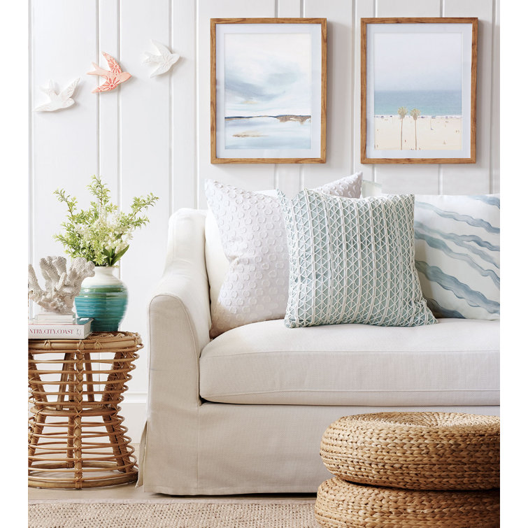 Lilla Polkadot Square Cotton Linen Pillow with Feather Insert