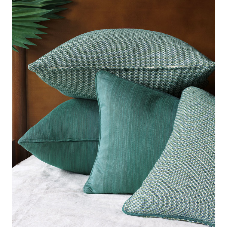 Turquoise Square Cotton Blend Throw Pillow with Insert