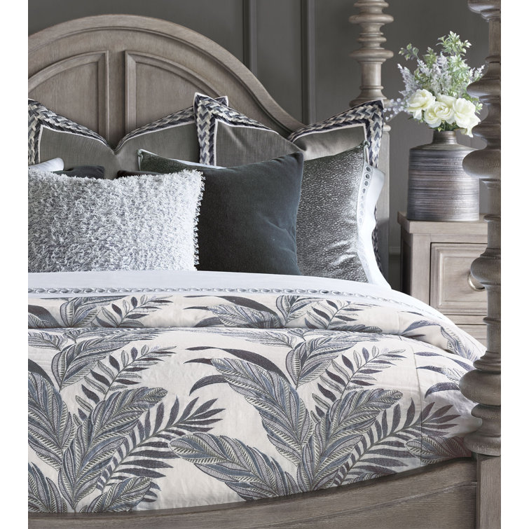 Navy Square Mohair Throw Pillow with Zipper Closure