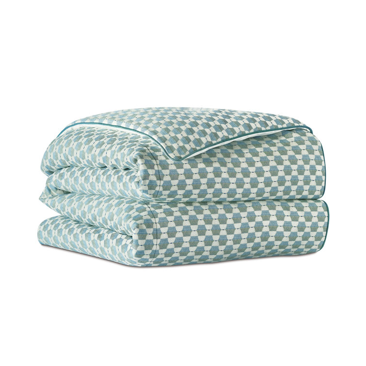 Super Queen Blue Geometric Coastal Comforter Set