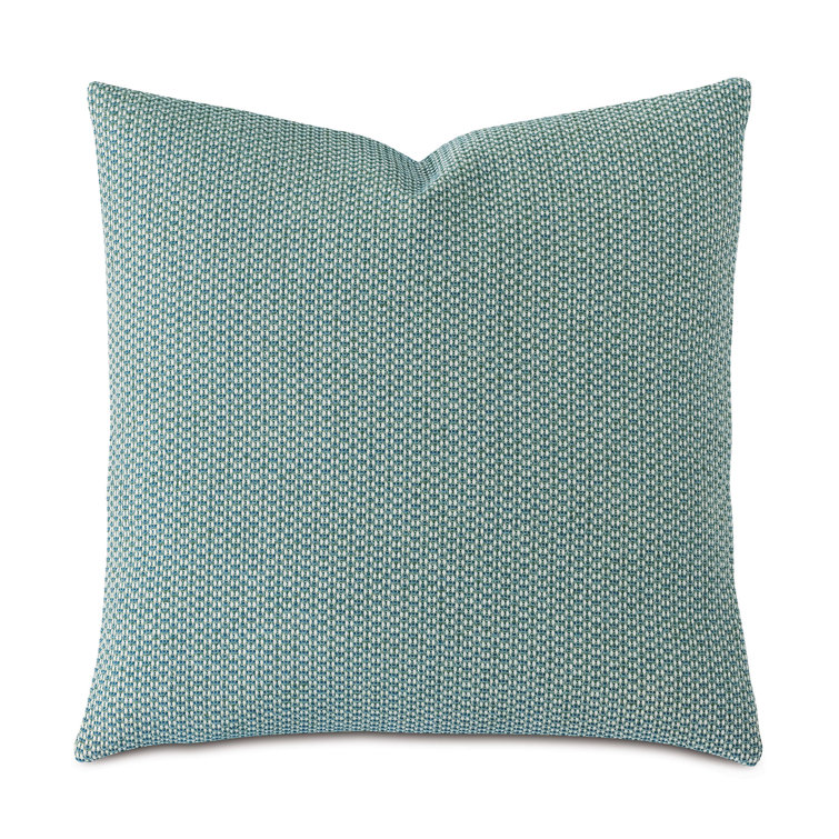 Turquoise Square Cotton Blend Throw Pillow with Insert