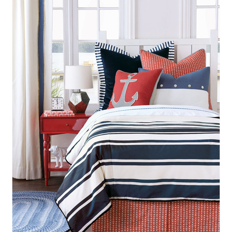 Navy and White Striped Cotton Euro Sham