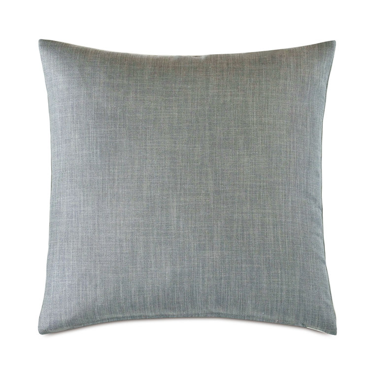 Montecito Slate Square Pillow with Silver, Blue, and Black Appliqué