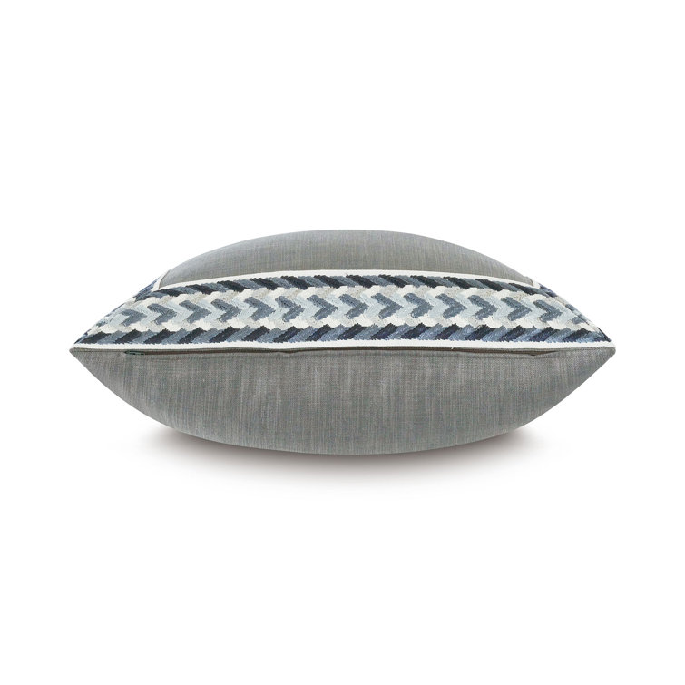 Montecito Slate Square Pillow with Silver, Blue, and Black Appliqué