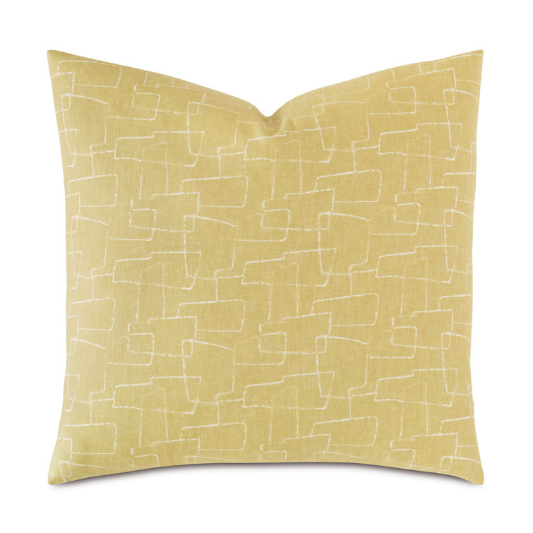 Yellow Geometric Cotton Blend Square Throw Pillow