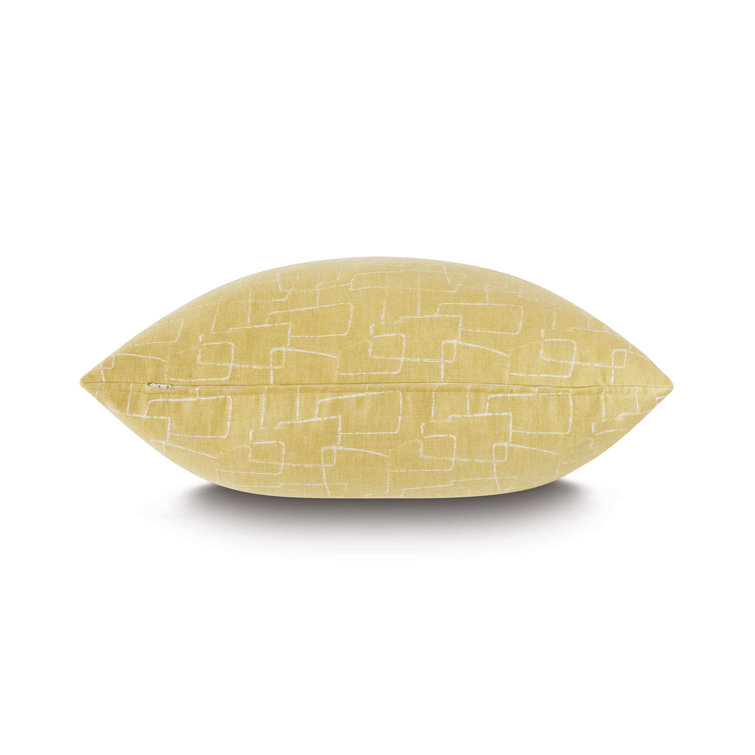 Yellow Geometric Cotton Blend Square Throw Pillow