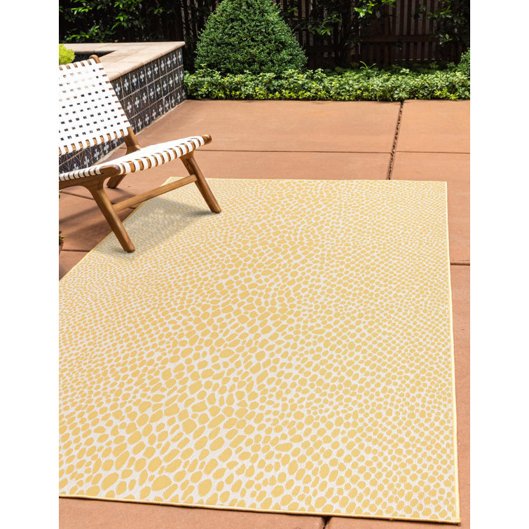 Sunny Ivory Abstract 8' x 10' Reversible Outdoor Rug