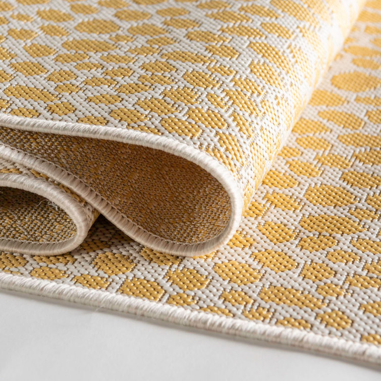 Jill Zarin Yellow Ivory Square Outdoor Synthetic Rug