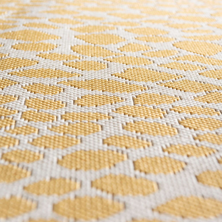 Jill Zarin Yellow Ivory Square Outdoor Synthetic Rug