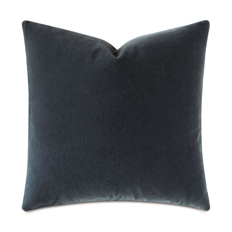 Navy Square Mohair Throw Pillow with Zipper Closure