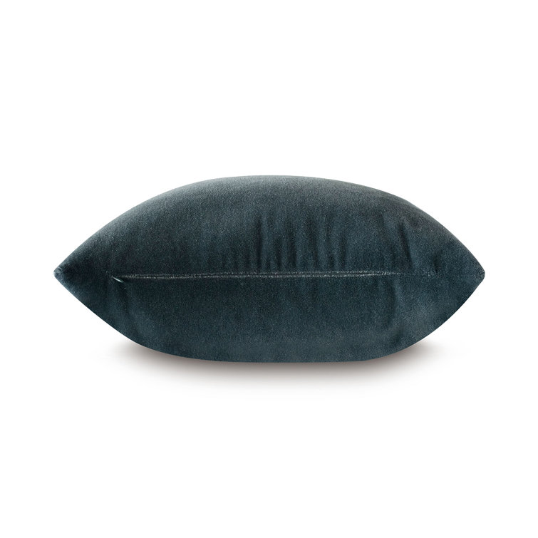 Navy Square Mohair Throw Pillow with Zipper Closure