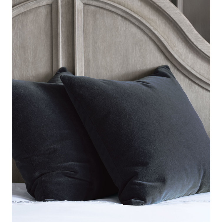 Navy Square Mohair Throw Pillow with Zipper Closure