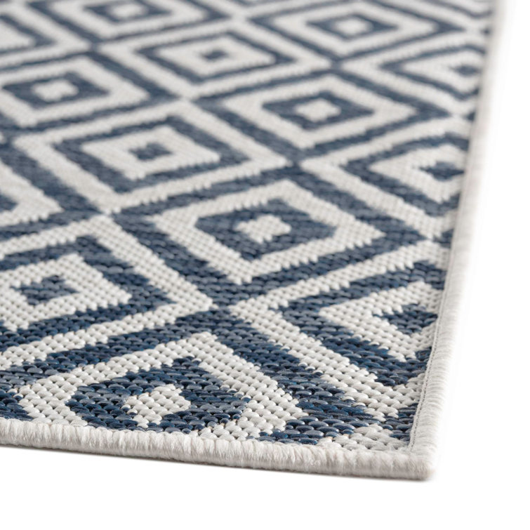 Costa Rica Blue Geometric 2'2" x 3' Outdoor Synthetic Rug