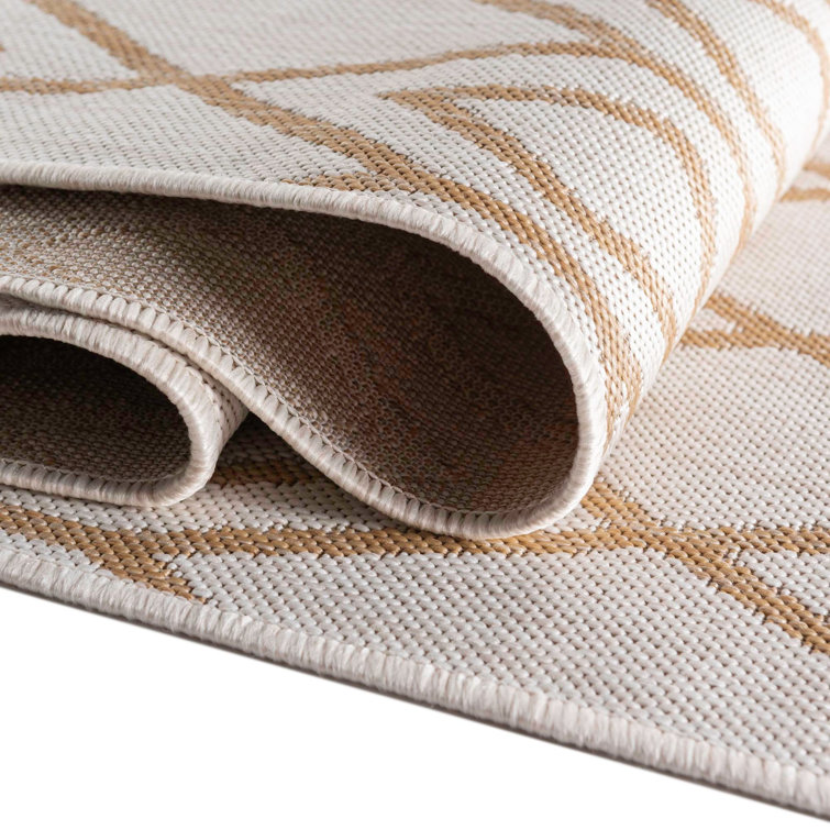 Beige and Brown Trellis Outdoor Rectangular Rug 5' x 7'