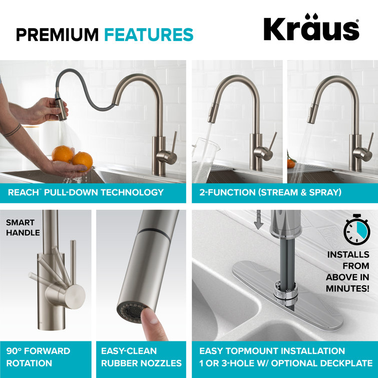 Spot Free Stainless Steel Pull-Down Kitchen Faucet with Water Filter