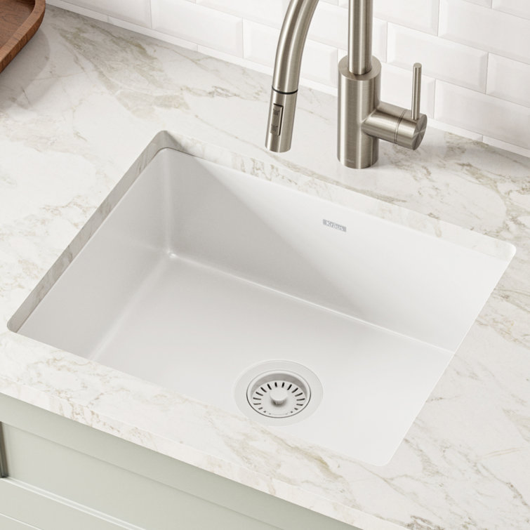 White Porcelain Enameled Cast Iron Single Bowl Undermount Sink