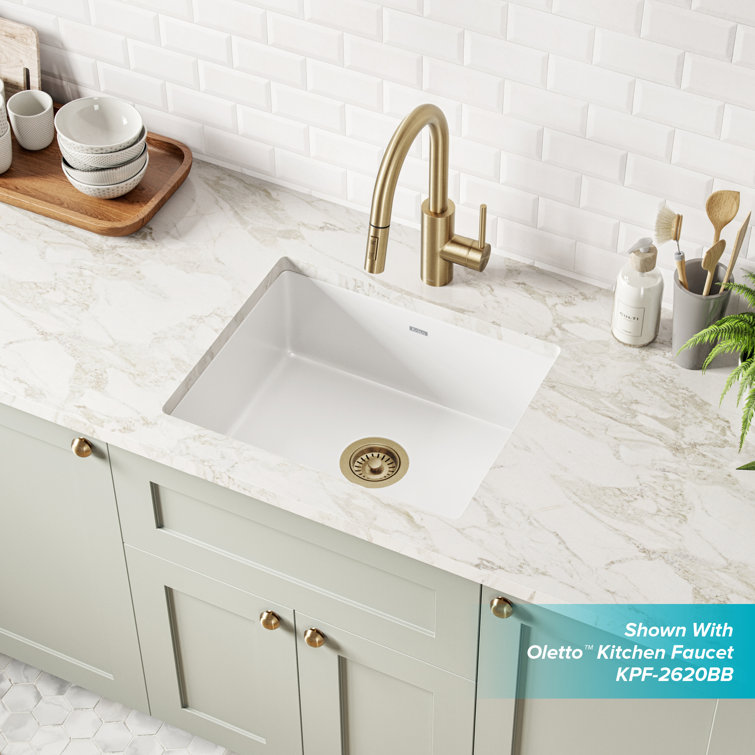 White Porcelain Enameled Cast Iron Single Bowl Undermount Sink