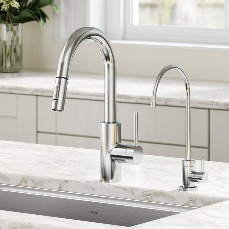 Chrome Modern Pull-Down Kitchen Faucet with Spray