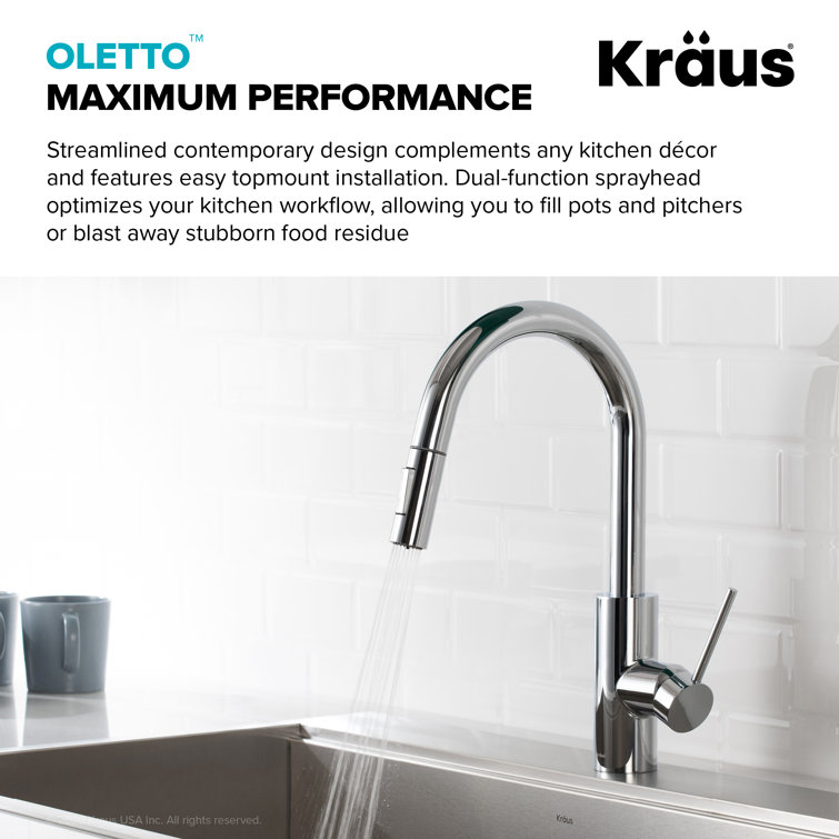 Chrome Modern Pull-Down Kitchen Faucet with Spray