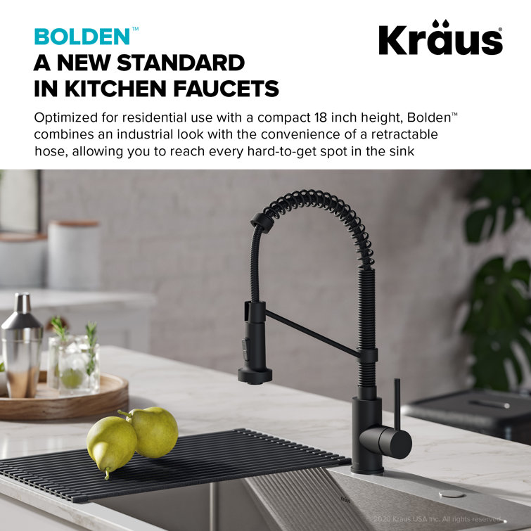 Matte Black Commercial Style Pull-Down Kitchen Faucet with Spray