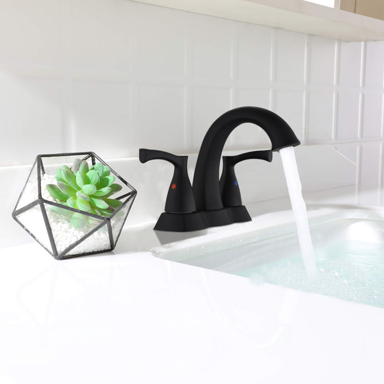 Matte Black Brass Double Handle Centerset Bathroom Faucet