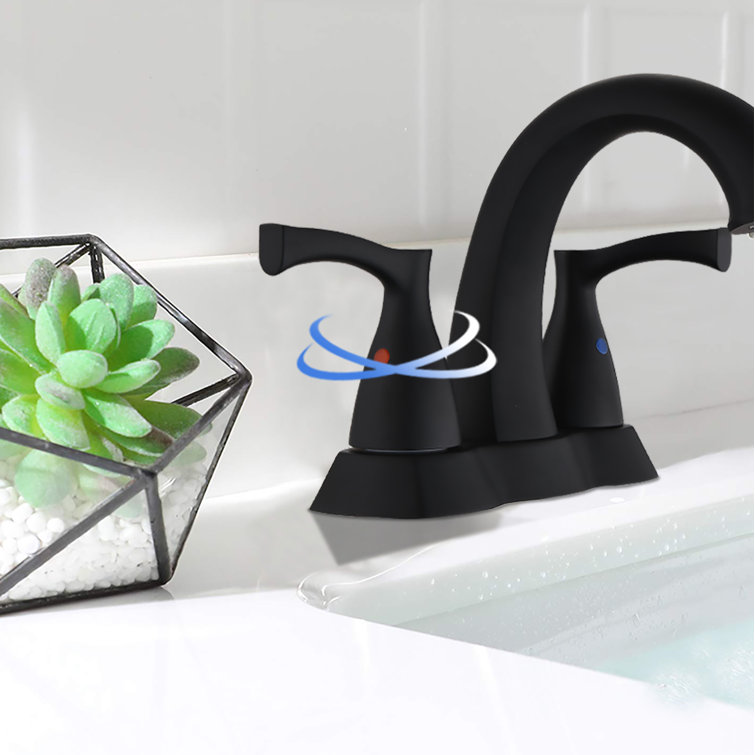 Matte Black Brass Double Handle Centerset Bathroom Faucet