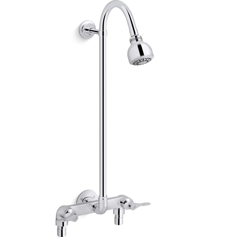 Polished Chrome Industrial Exposed Shower with Adjustable Head