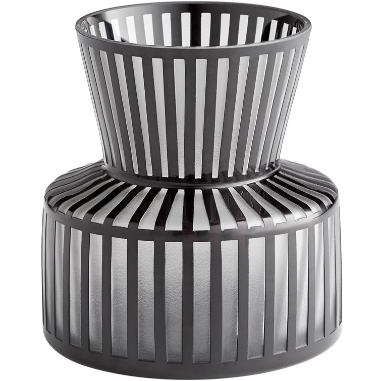 Modern Black Glass Tulip Silhouette Table Vase 11.75''