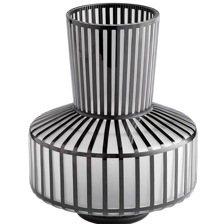 Modern Black Glass Tulip Silhouette Table Vase 11.75''
