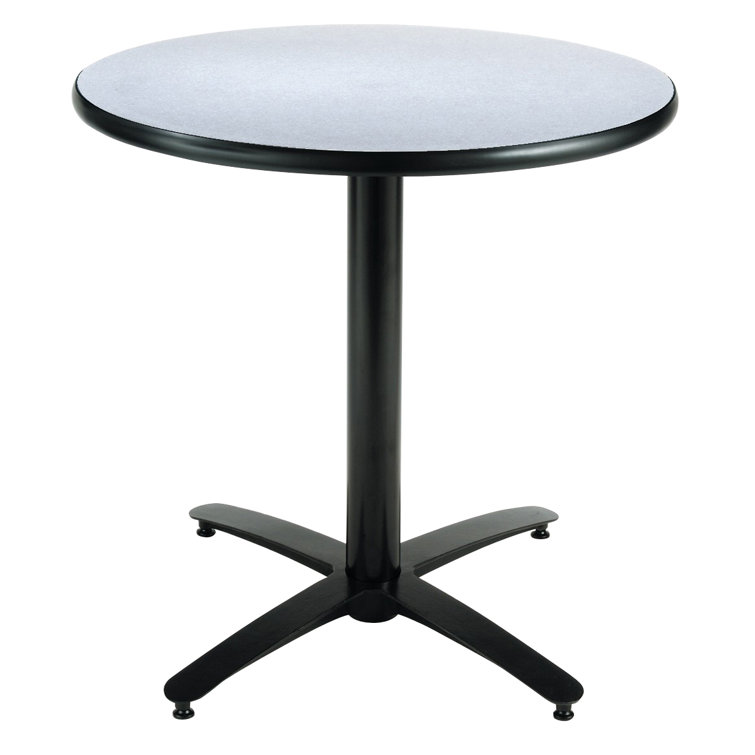 Casual 36" Round Wood Bar Height Table with Arched Base in Gray Nebula