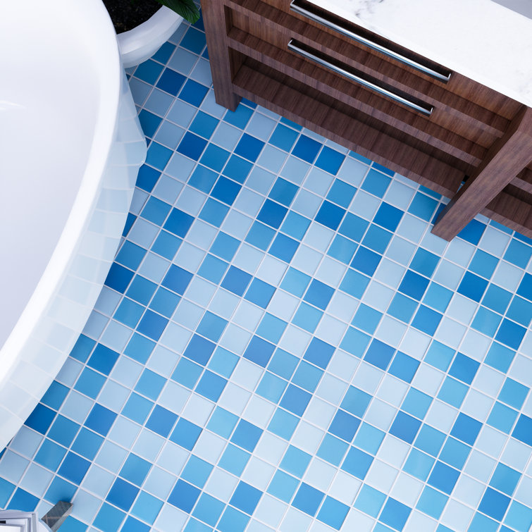 Aquas Blue Square Porcelain Mosaic Tile Sheet