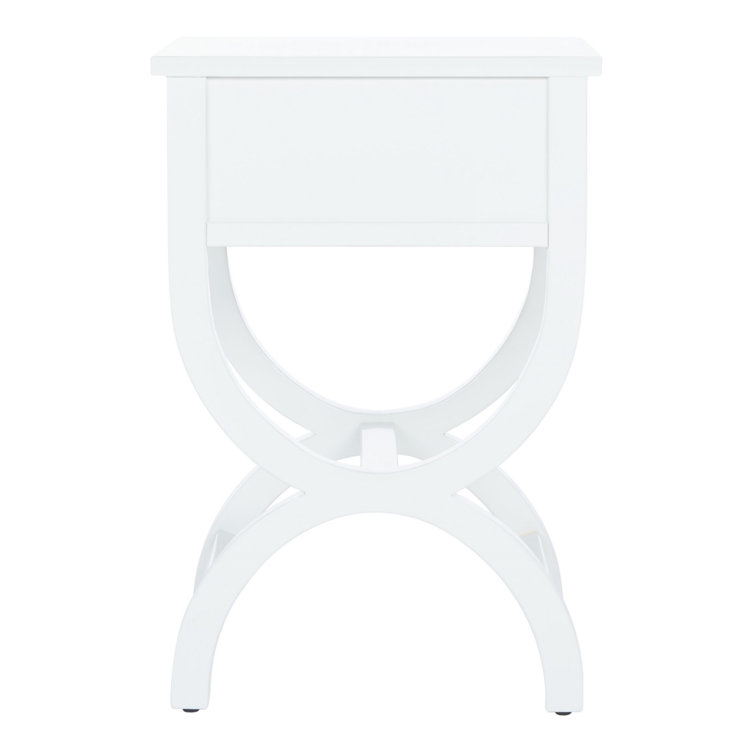 Dalat White Poplar Wood Night Table with Zinc Knob and Storage