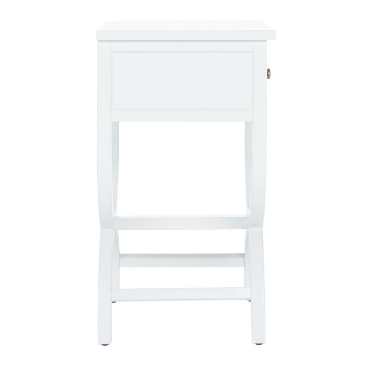 Dalat White Poplar Wood Night Table with Zinc Knob and Storage