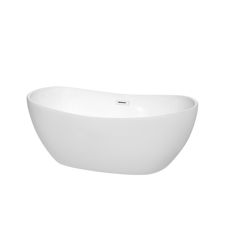 Rebecca 60'' Shiny White Freestanding Acrylic Bathtub