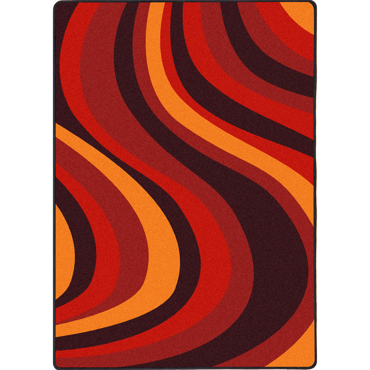 Tufted Red Synthetic Rectangular Kids Area Rug