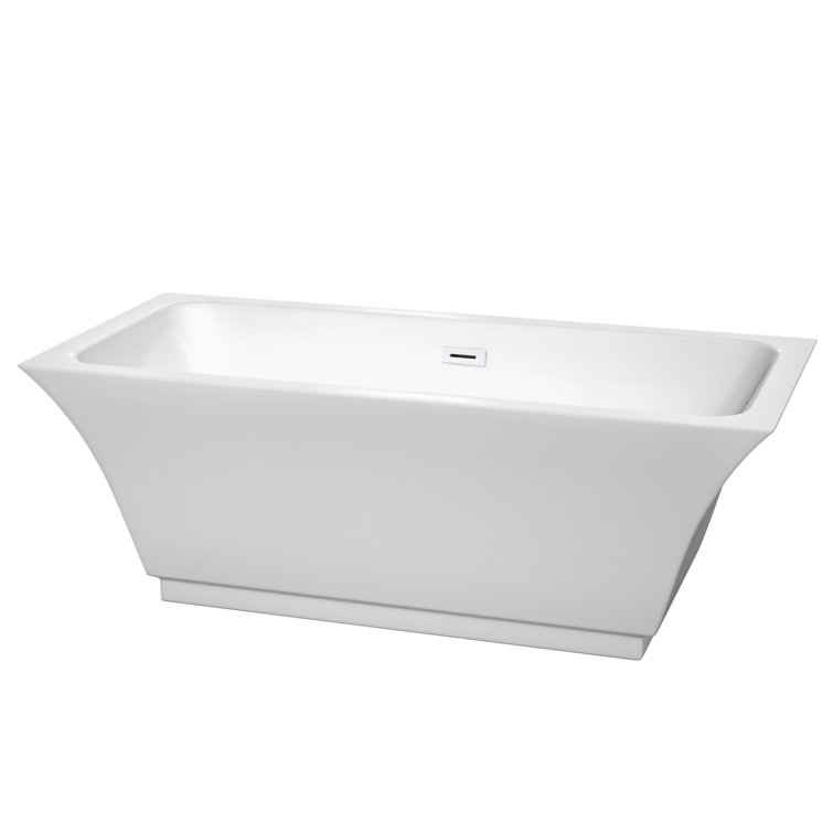Galina 67'' Shiny White Acrylic Freestanding Soaking Bathtub