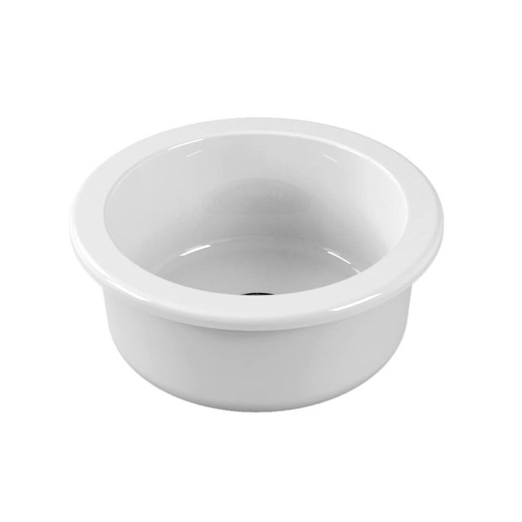 Round White Fireclay Drop-in Kitchen Prep Sink